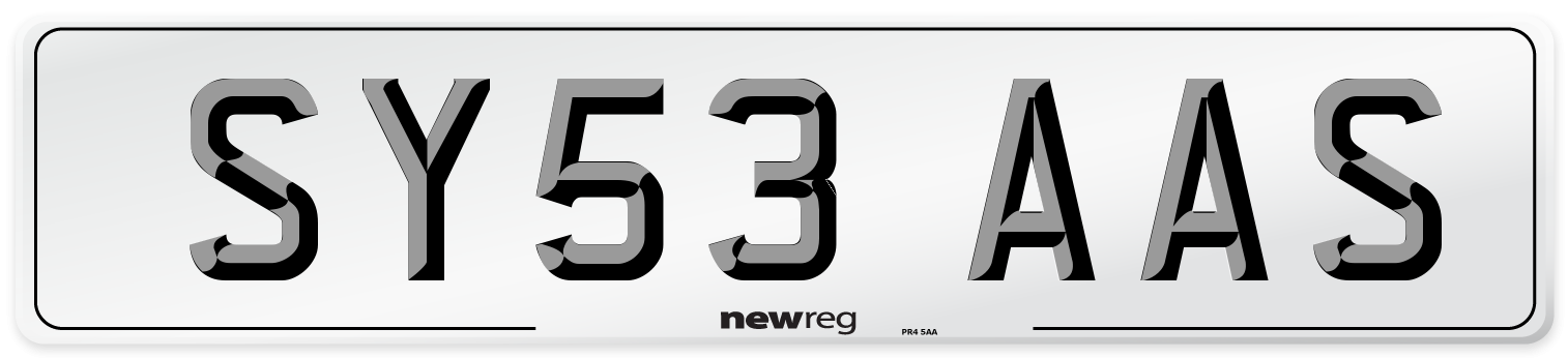 SY53 AAS Number Plate from New Reg